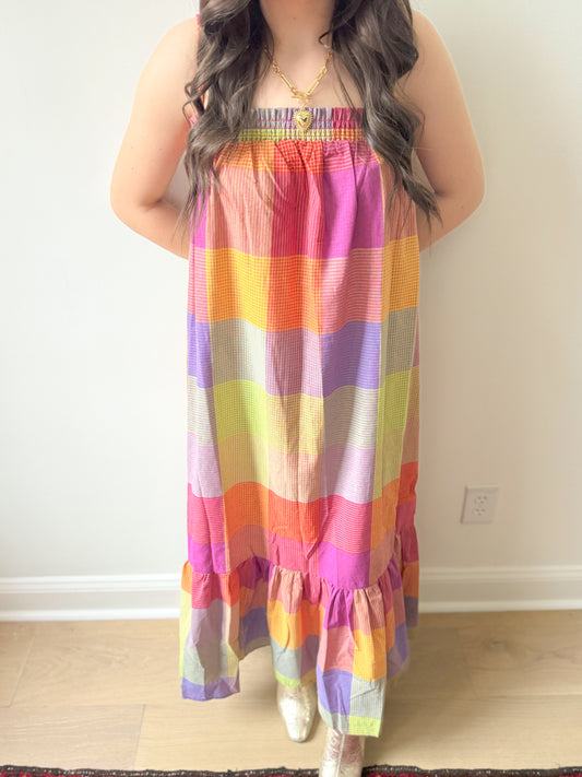 Maxine Colorful Plaid Maxi Dress