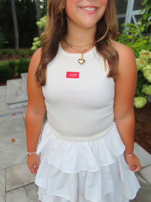 Alpha Omicron Pi Daily Parchment/Red Tank