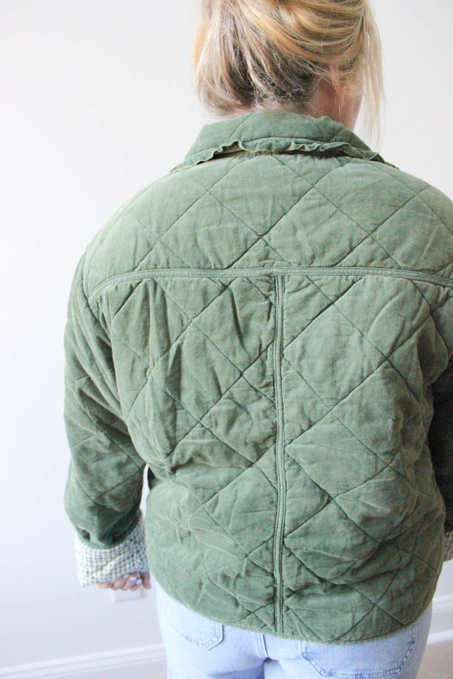 Harper Quilted Gingham Jacket - Green