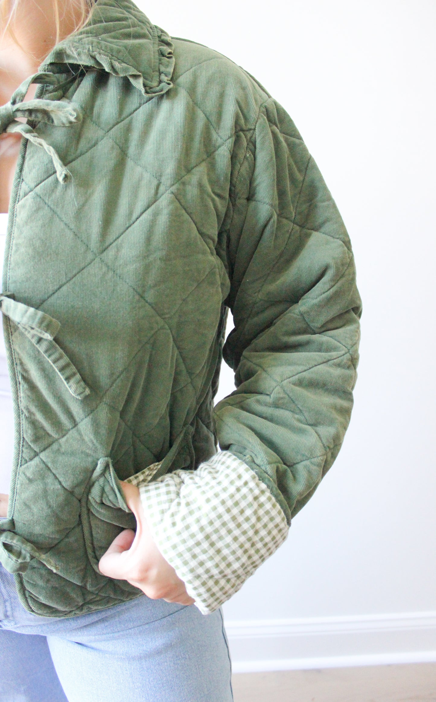 Harper Quilted Gingham Jacket - Green