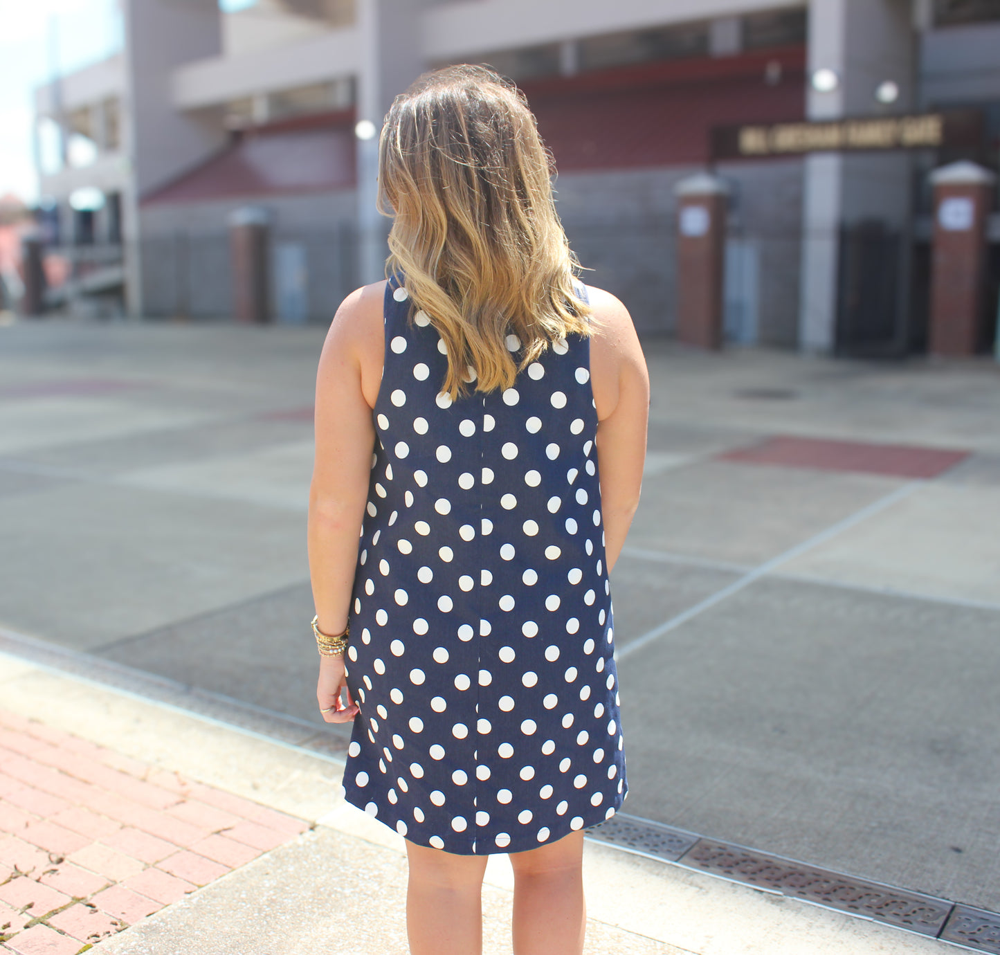 Bitty Polka Dot Navy Shift Dress