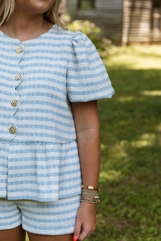 Swains Boucle Shorts - Blue/White