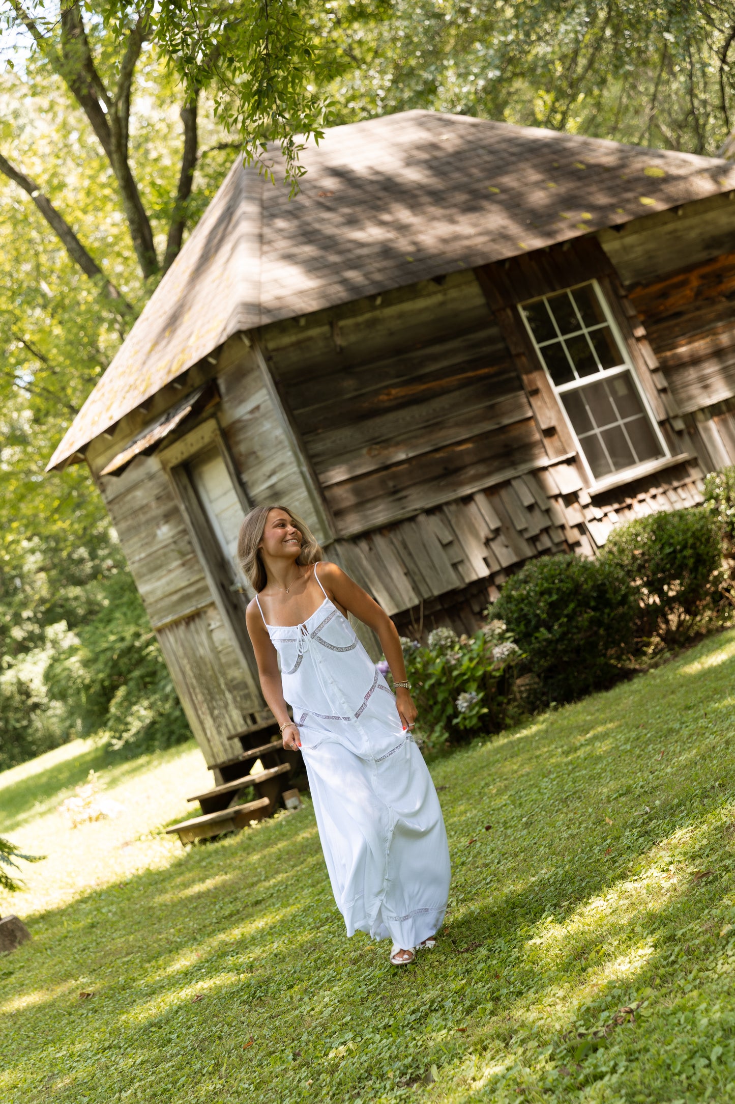 Alys Linen Lace Maxi Dress - White