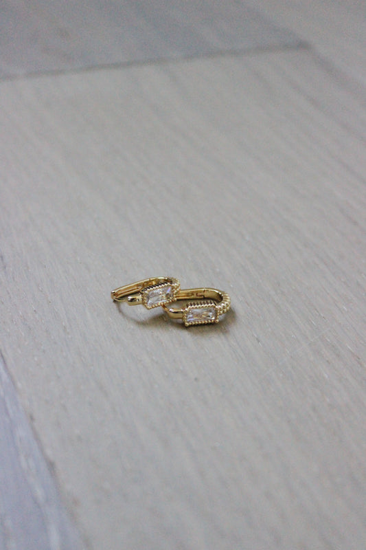 Crow Baguette Huggie Hoop Earrings