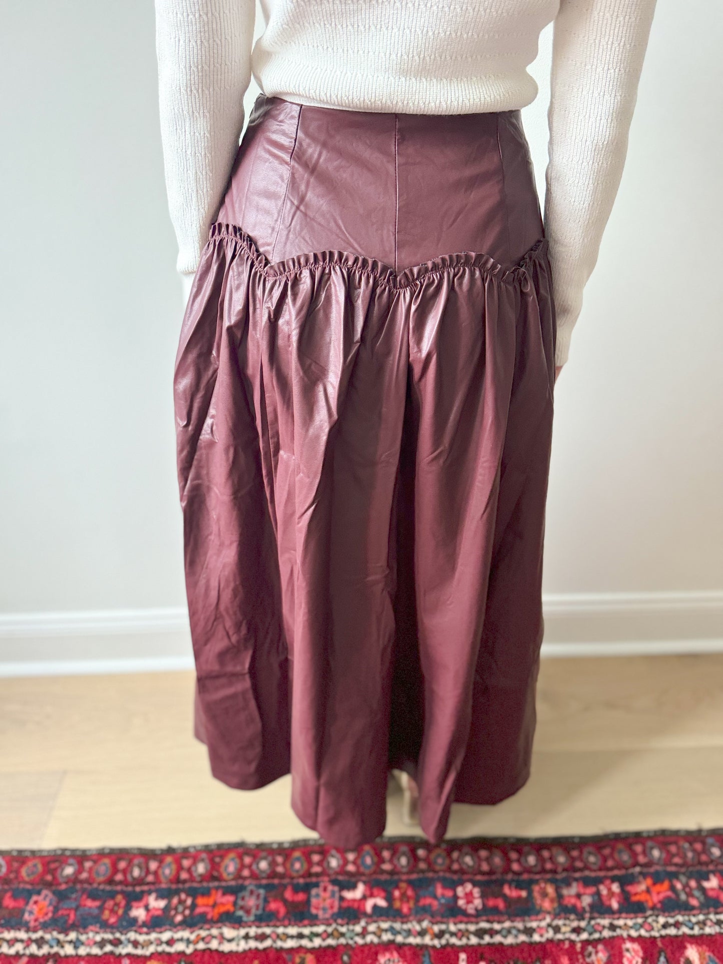 Josie Faux Leather Skirt in Cherry Mocha
