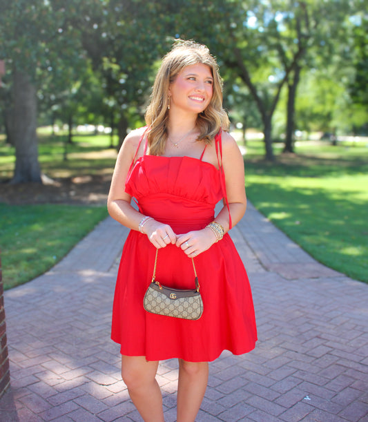 Dalia Ruffle Red Mini Dress
