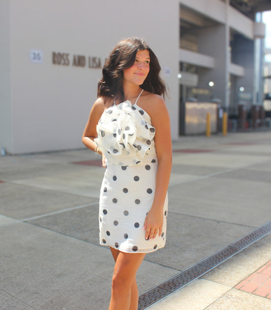 Rosa Ivory Polka Dot Mini Dress